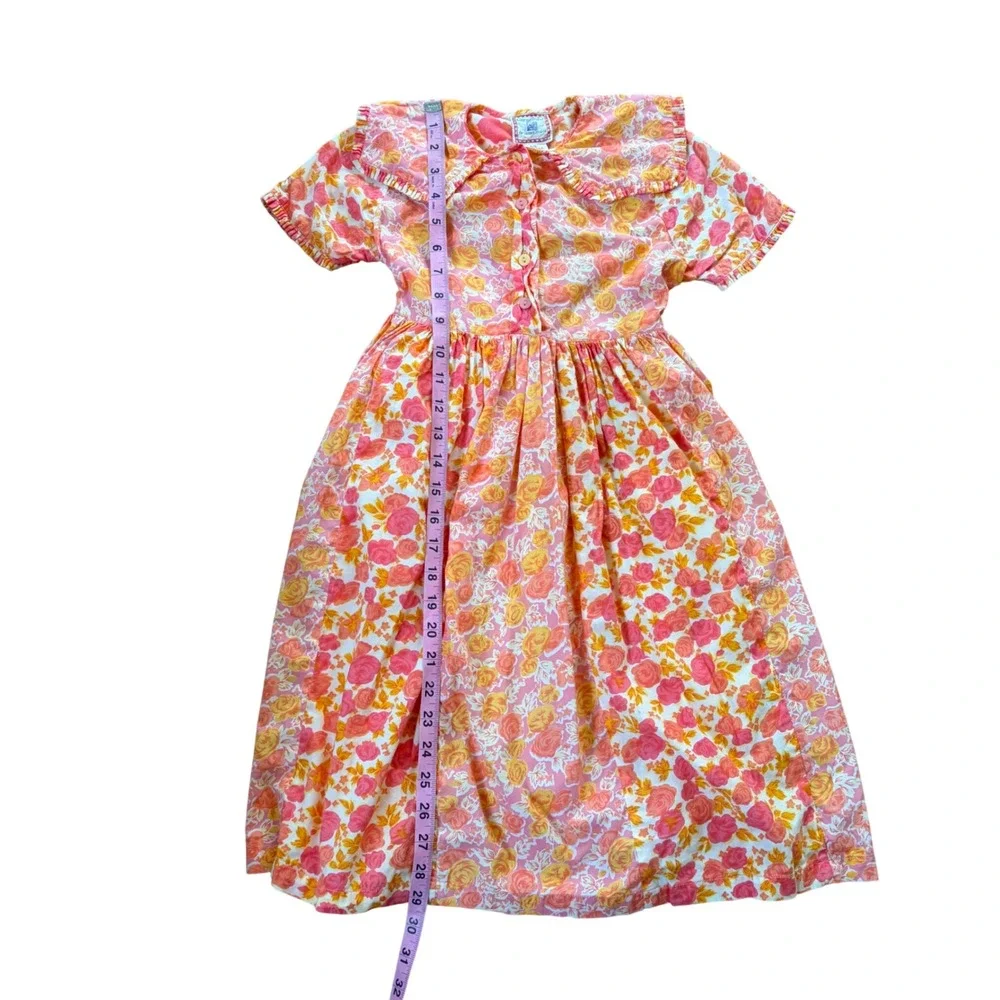 Vintage April Cornell Cornelloki Girls Floral Cotton Dress Pink 5/6 Cottagecore